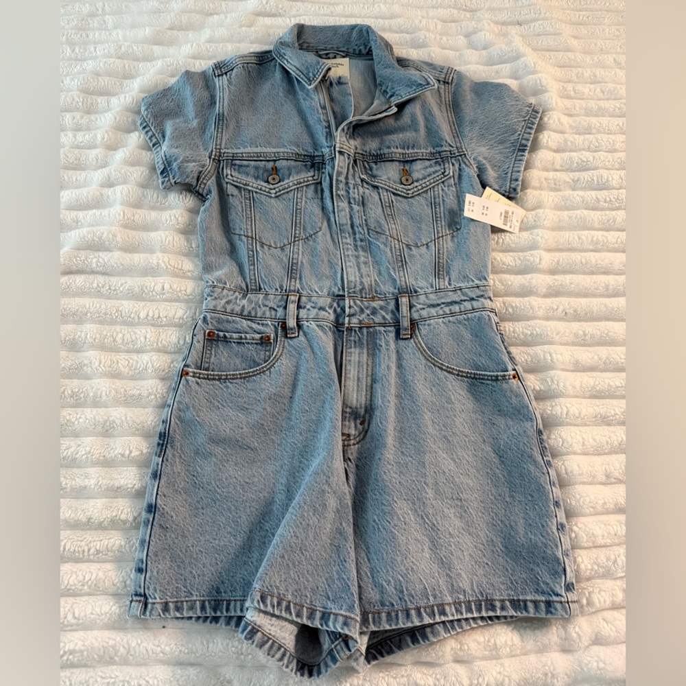 Abercrombie & Fitch Light Blue Denim Romper